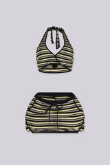 EDGEBYKS -Halter neckline V-front bralette style top with silicone grip support front view