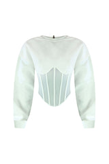 Be Your Self Corset Sweatshirt Top Top EDGE Small White 