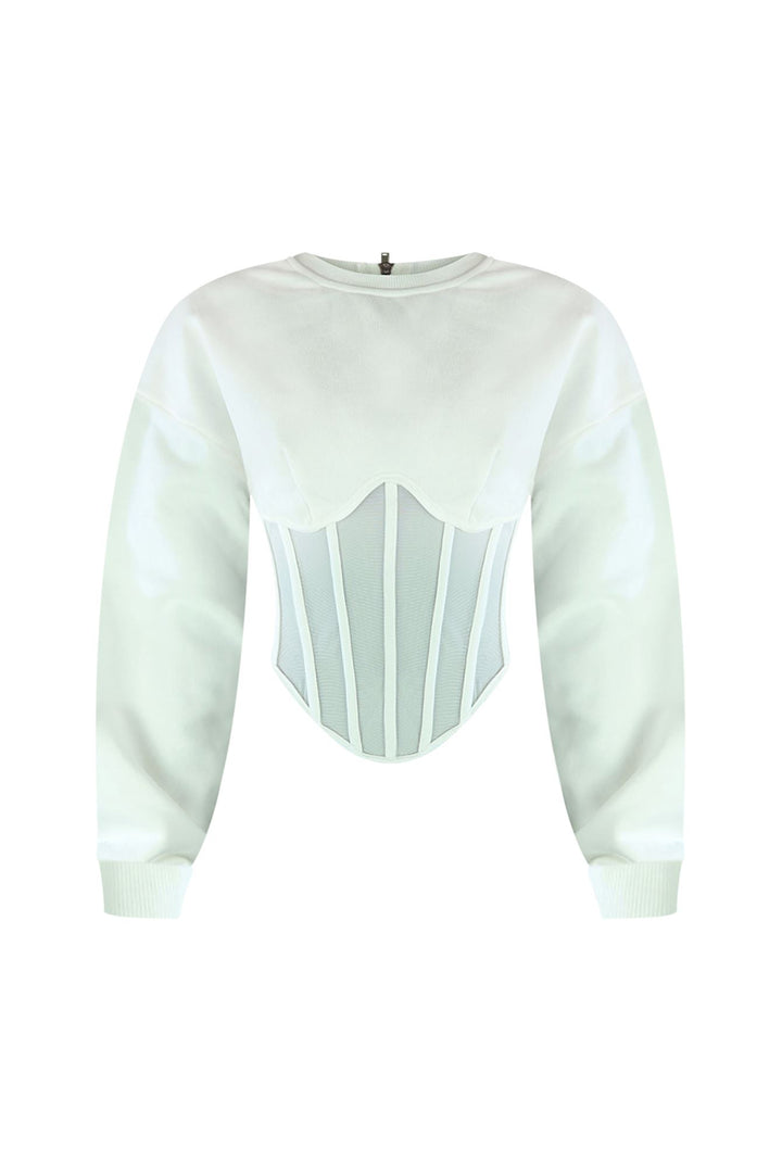 Be Your Self Corset Sweatshirt Top Top EDGE Small White 