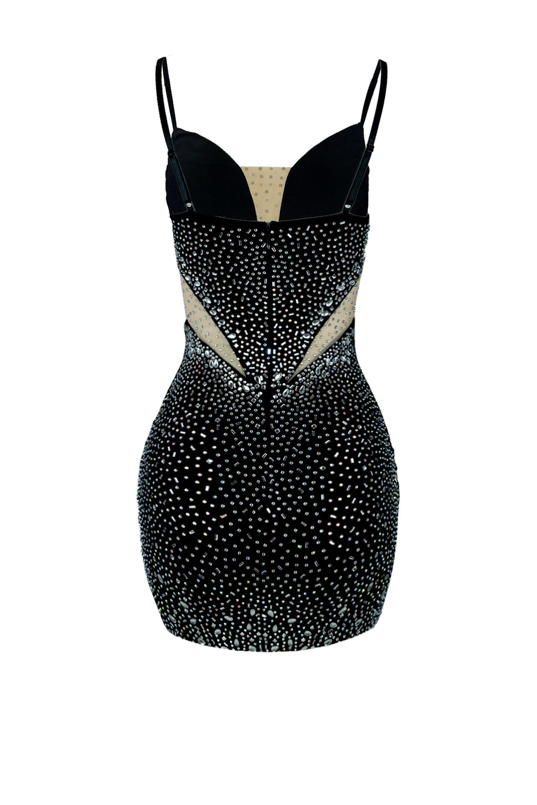 Rare Cut Rhinestone Mesh Mini Dress DRESS EDGE 