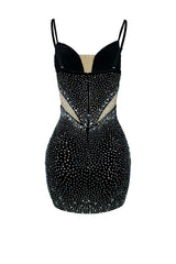 Rare Cut Rhinestone Mesh Mini Dress DRESS EDGE 