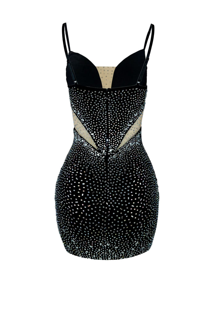 Rare Cut Rhinestone Mesh Mini Dress DRESS EDGE 