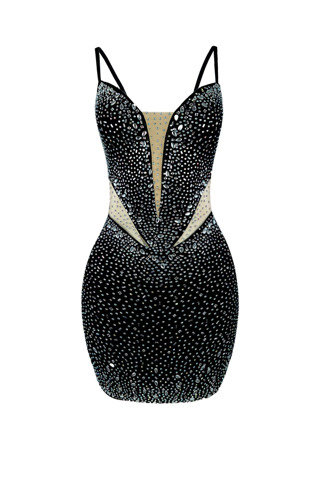 Rare Cut Rhinestone Mesh Mini Dress DRESS EDGE 
