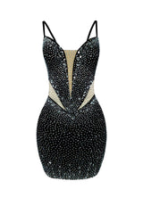 Rare Cut Rhinestone Mesh Mini Dress DRESS EDGE 