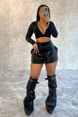 Lucy PU Leather Skirt With Leg Warmers Bottoms EDGE 