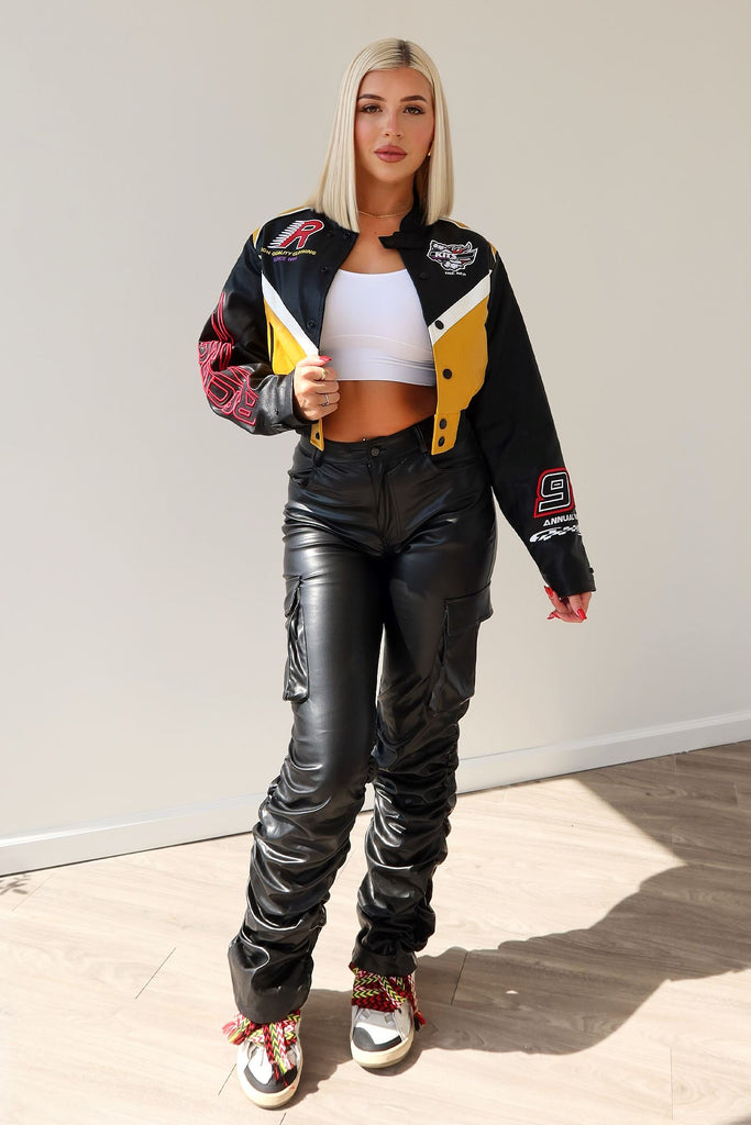 Motorsport PU Leather Jacket Outerwear EDGE X-Small Gold 