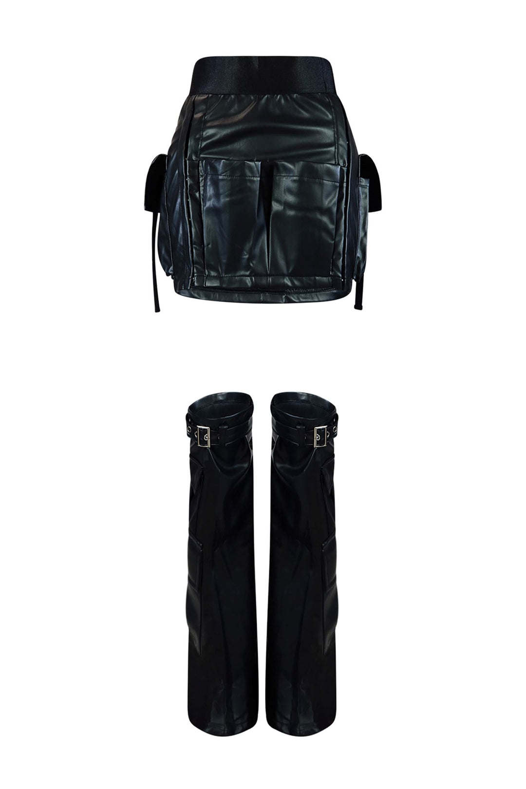 Lucy PU Leather Skirt With Leg Warmers Bottoms EDGE 