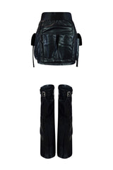 Lucy PU Leather Skirt With Leg Warmers Bottoms EDGE 