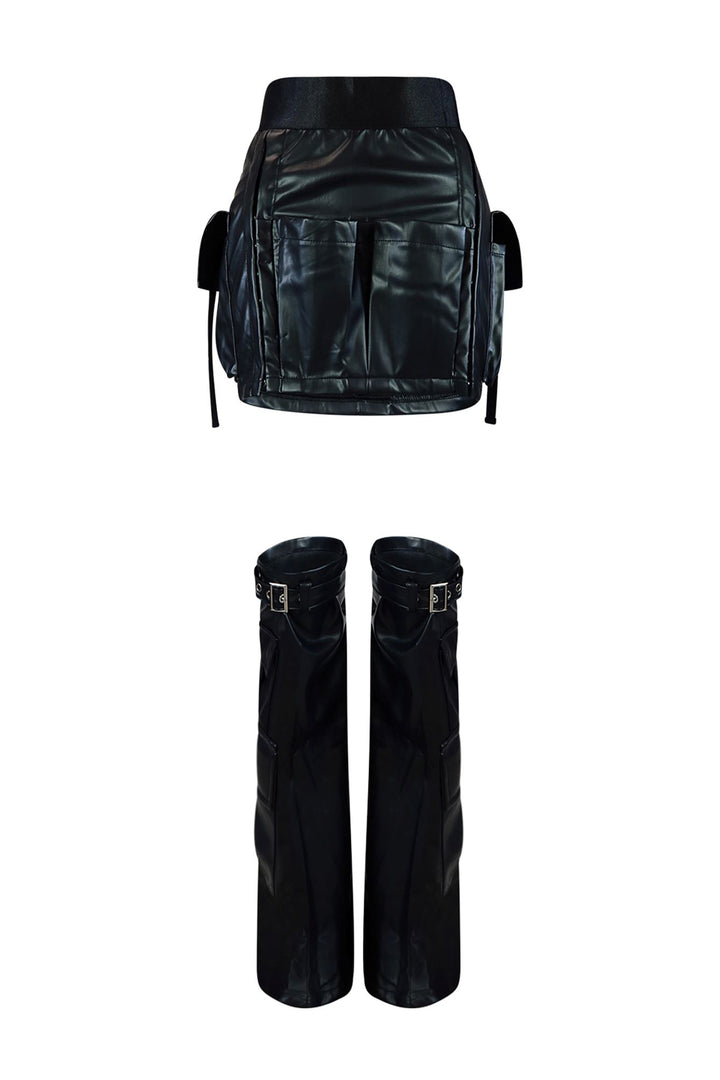 Lucy PU Leather Skirt With Leg Warmers Bottoms EDGE 