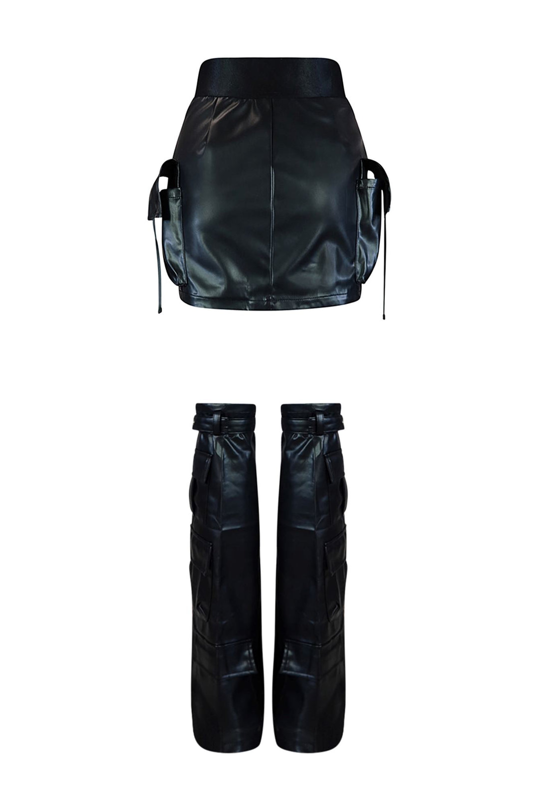 Lucy PU Leather Skirt With Leg Warmers Bottoms EDGE 