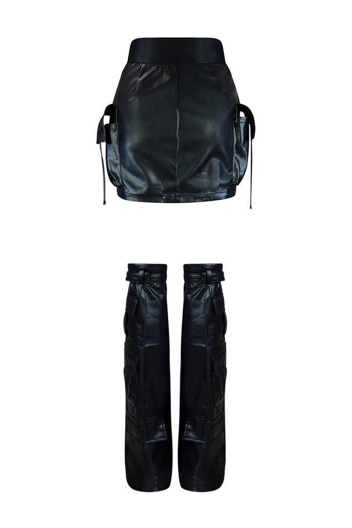 Lucy PU Leather Skirt With Leg Warmers Bottoms EDGE 