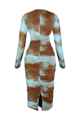 Mind Reader Ruched Print Mesh Dress Dresses EDGE 