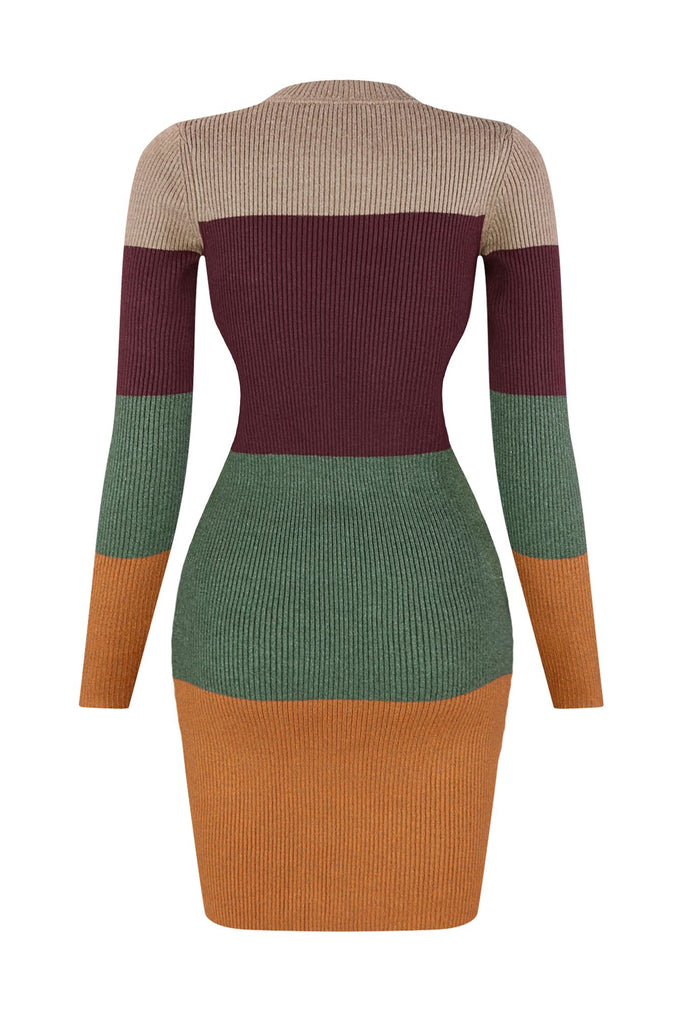 Jenny Color Block Long Sleeve Sweater Dress Dress EDGE 