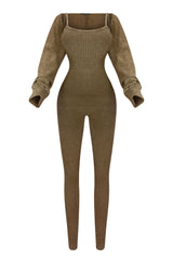Cindy Mineral Washed Jumpsuit &amp; Bolero SET Rompers + Jumpsuits EDGE Small Espresso 