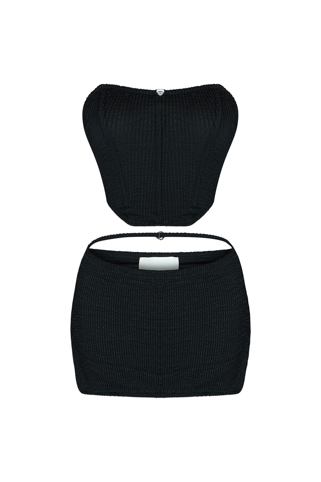 Melanie Bustier Top &amp; Mini Skirt SET matching sets EDGE Small Black 