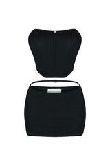 Melanie Bustier Top &amp; Mini Skirt SET matching sets EDGE Small Black 