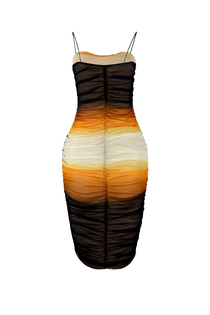 Marygold Gradation Print Mesh Ruched Midi Dress DRESS EDGE 