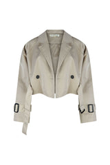 Waiting For You Short Trench Coat Outerwear EDGE Small Taupe 