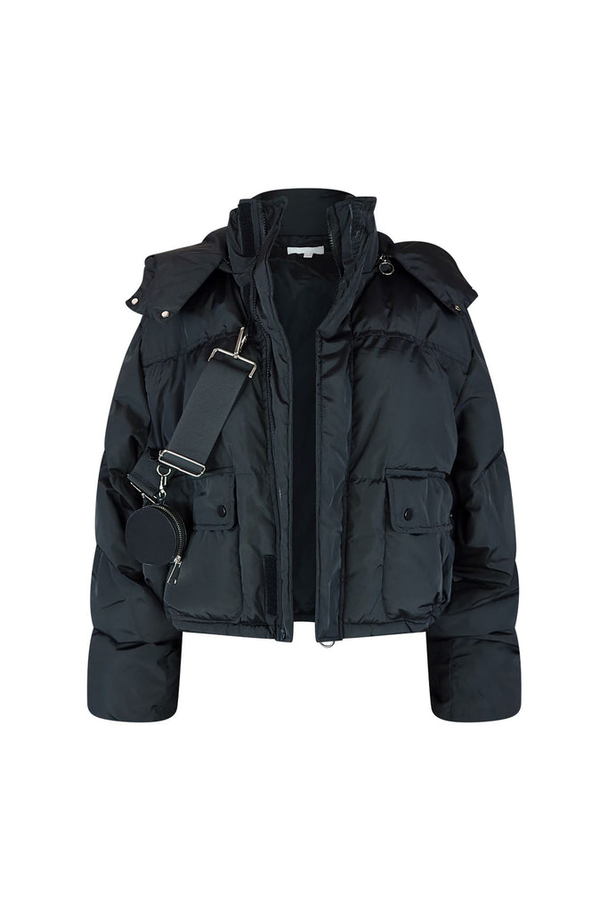 Up Front Puffer Jacket With Strap Outerwear EDGE Small Black 