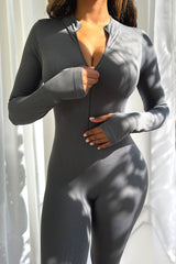 Nyx Thumbhole Jumpsuit - Grey - EDGEbyKS
