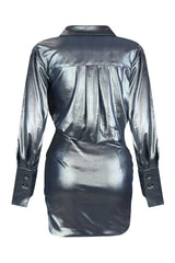 Calypso Shiny Drape Mini Dress DRESS EDGE 