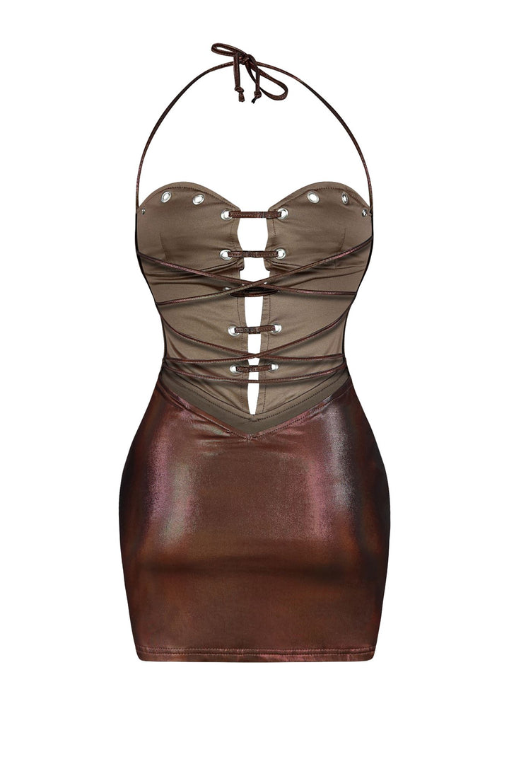 Sofia Eyelet Lace Up Mini Dress Dress EDGE 