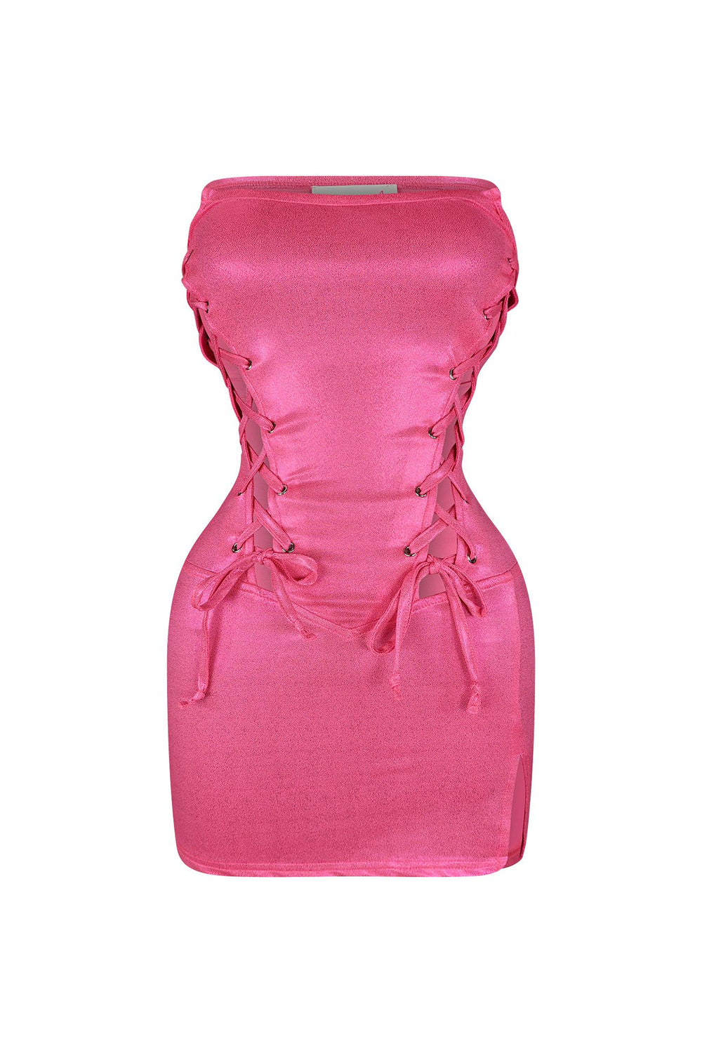 What is Love Lace Up Mini Dress Dress EDGE Small Neon Pink 