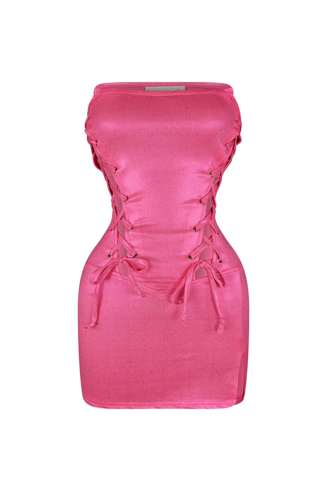 What is Love Lace Up Mini Dress Dress EDGE Small Neon Pink 