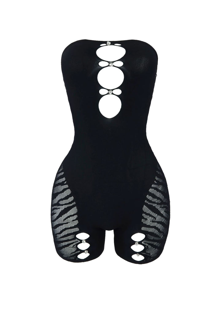 Celina Hollow Out Seamless Tube Romper Rompers + Jumpsuits EDGE One Black 