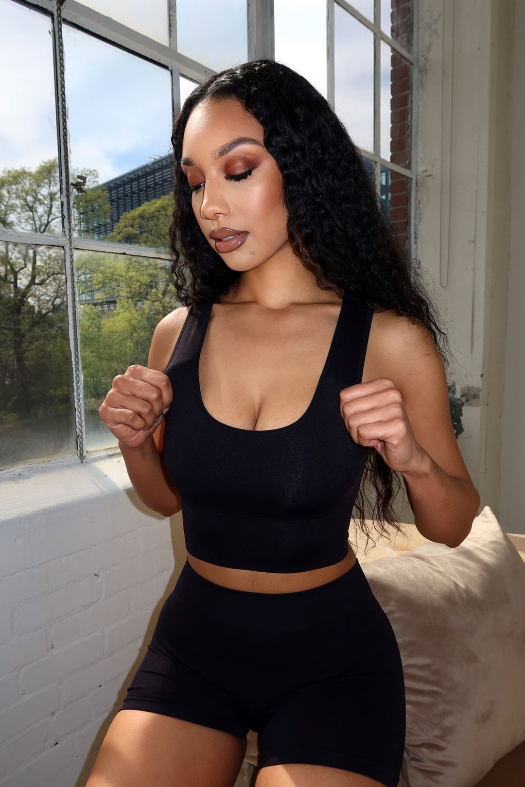Soft Basic Smooth Scoop Neck Top - Black - EDGEbyKS