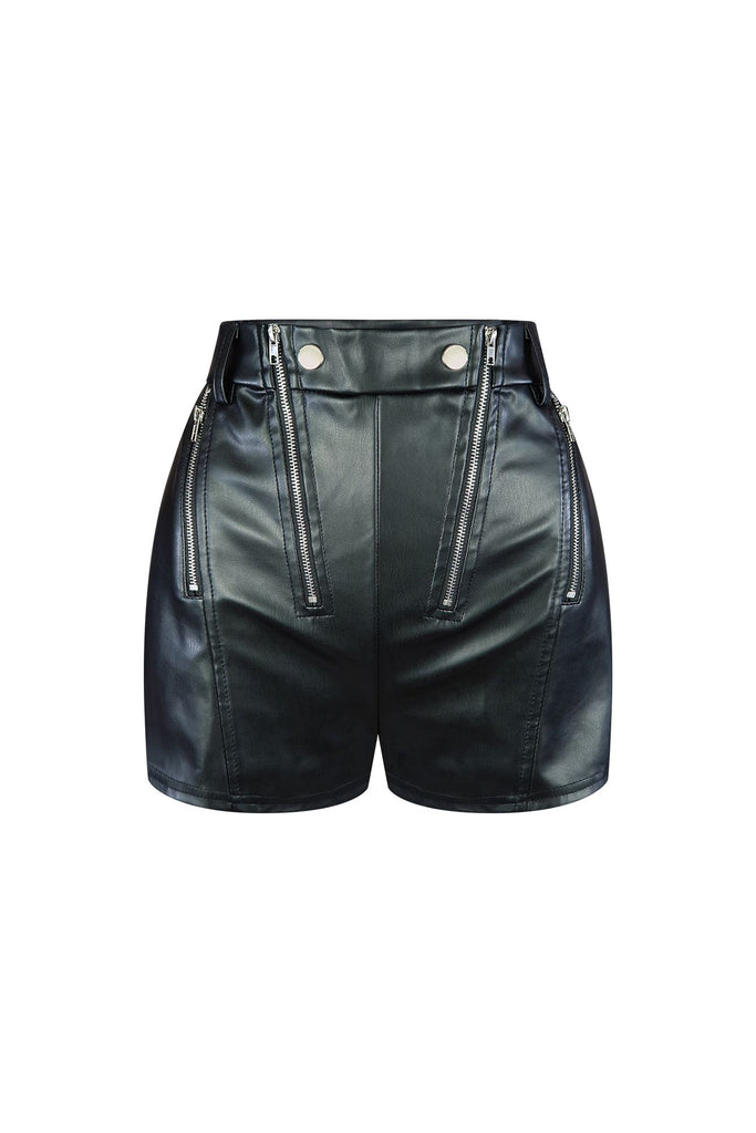 Amber High Waist Faux Leather Shorts Bottoms EDGE 