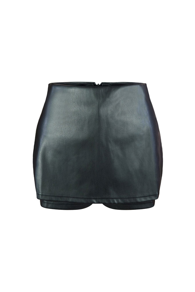 Ximena High Waisted Mini PU Leather Skort SKIRT EDGE Small Black 
