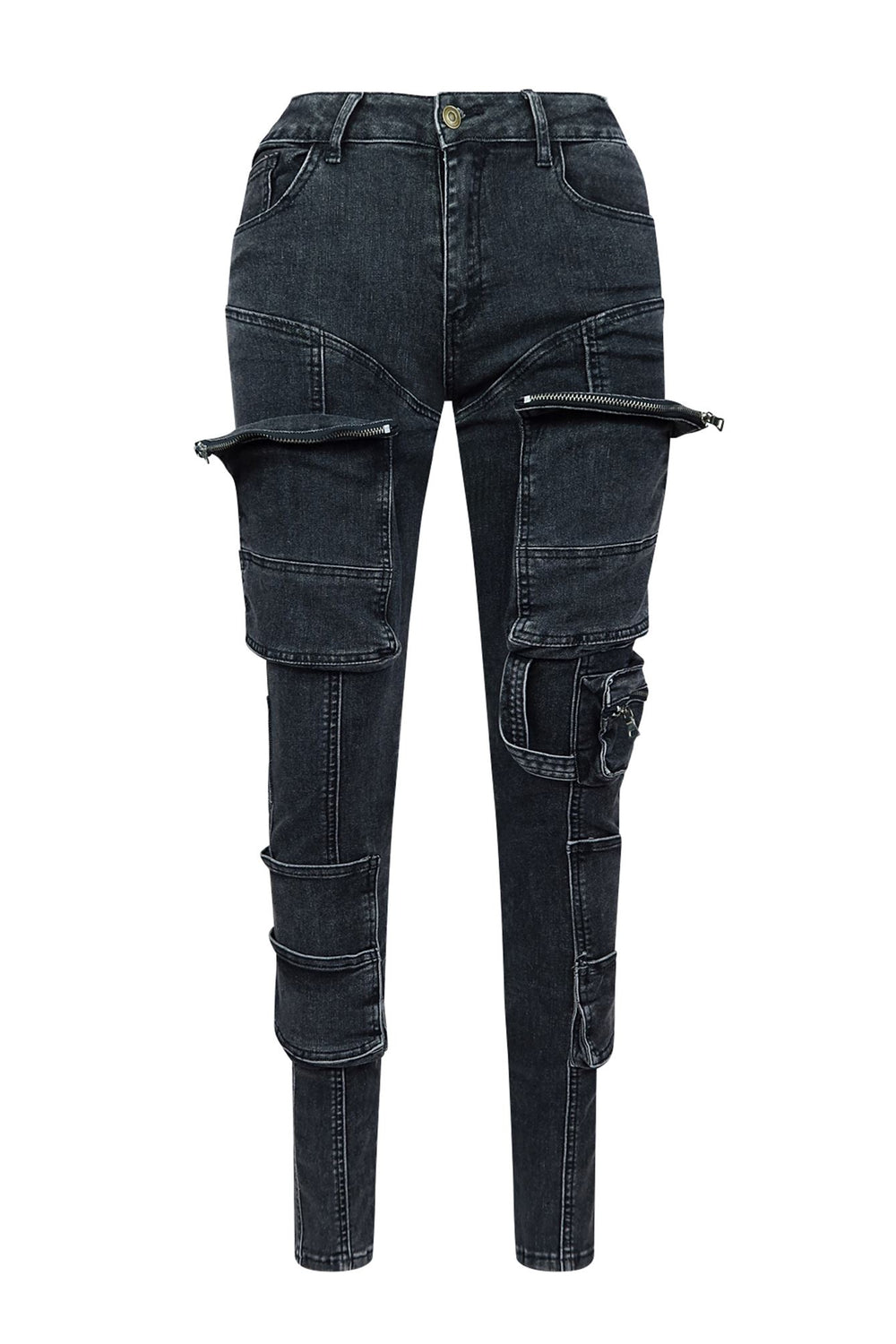 Shannon Cargo Washed Skinny Jeans jeans EDGE Small Acid Black 