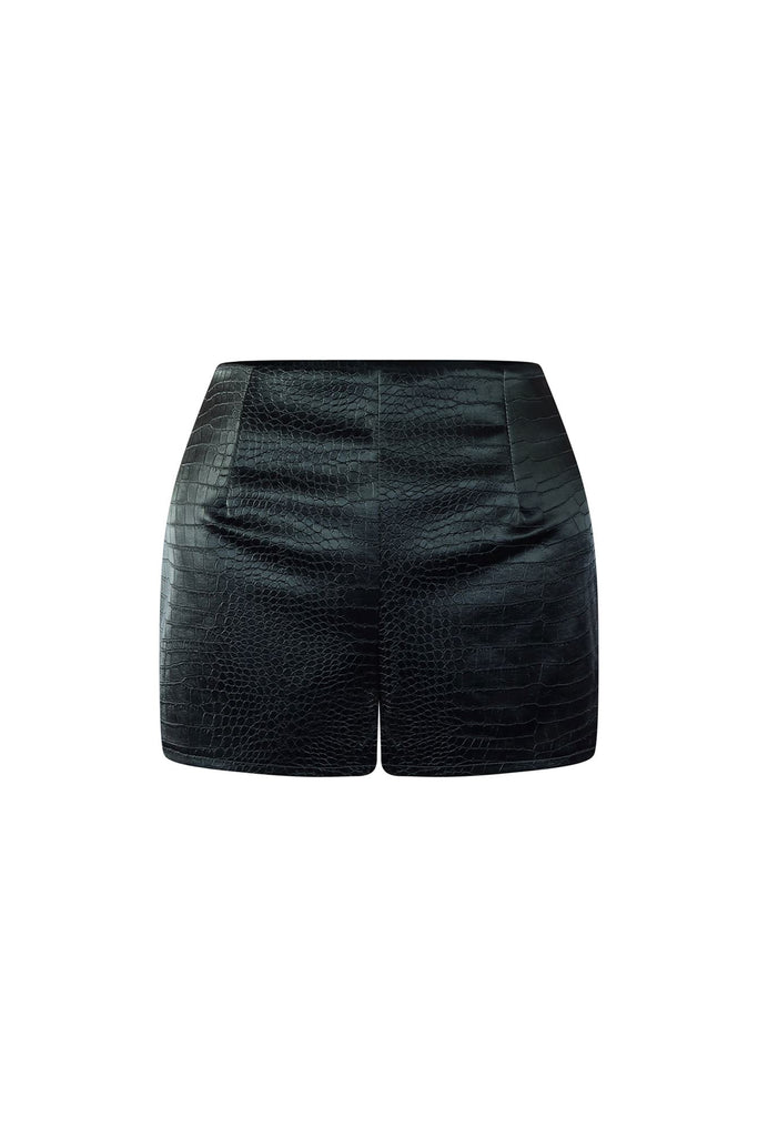 Fierce Crocodile PU Shorts shorts EDGE Small Black 