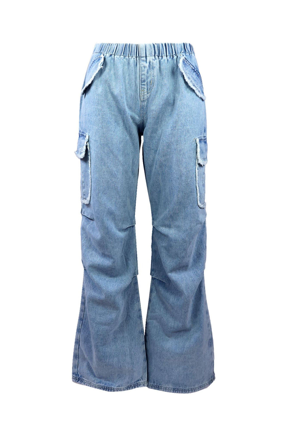 Maria Washed Denim Side Pockets Pants Bottoms EDGE Small Light Wash 