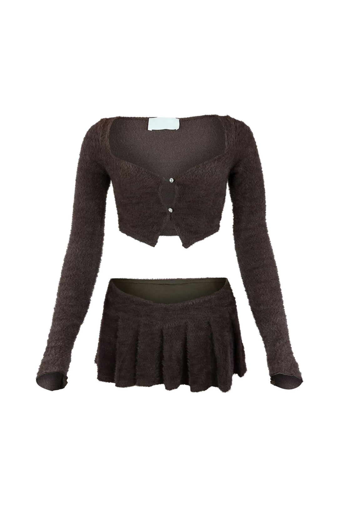 As Time Goes Fuzzy Cardigan Top &amp; Skirt SET matching sets EDGE 