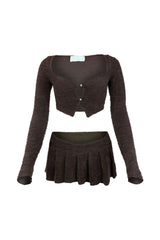 As Time Goes Fuzzy Cardigan Top &amp; Skirt SET matching sets EDGE 