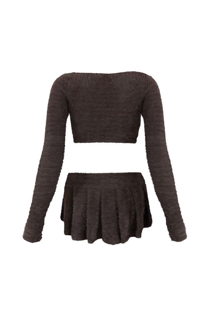 As Time Goes Fuzzy Cardigan Top &amp; Skirt SET matching sets EDGE 