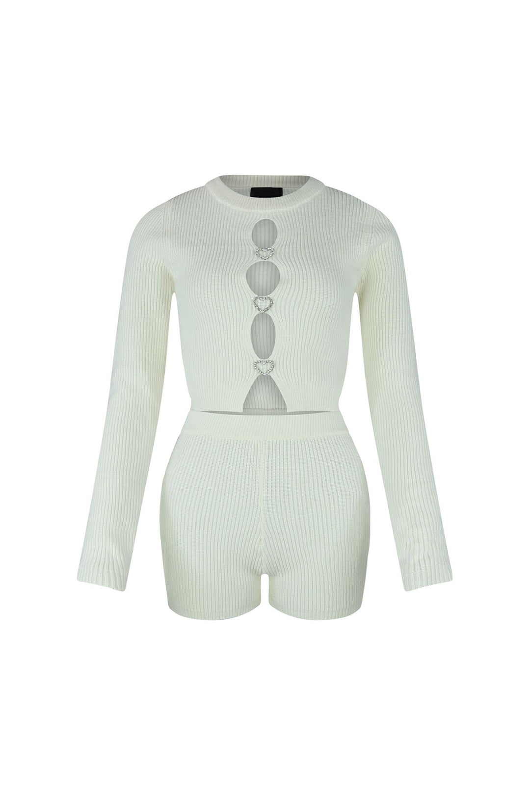 Heart It Sweater Top &amp; Shorts SET matching sets EDGE Small White 