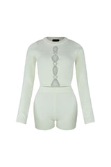 Heart It Sweater Top &amp; Shorts SET matching sets EDGE Small White 