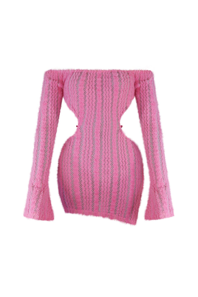 No Options Fuzzy Mini Dress Dress EDGE Small Barbie Pink 