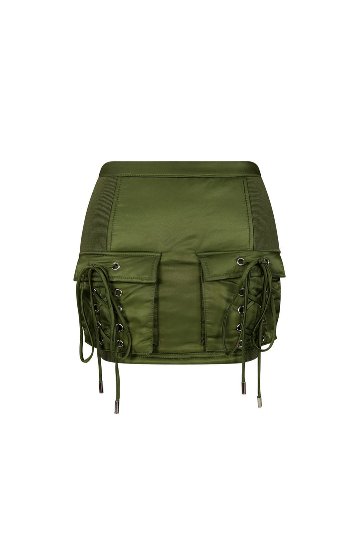 Kristy Nylon Bomber Skirt SKIRT EDGE Small Olive 