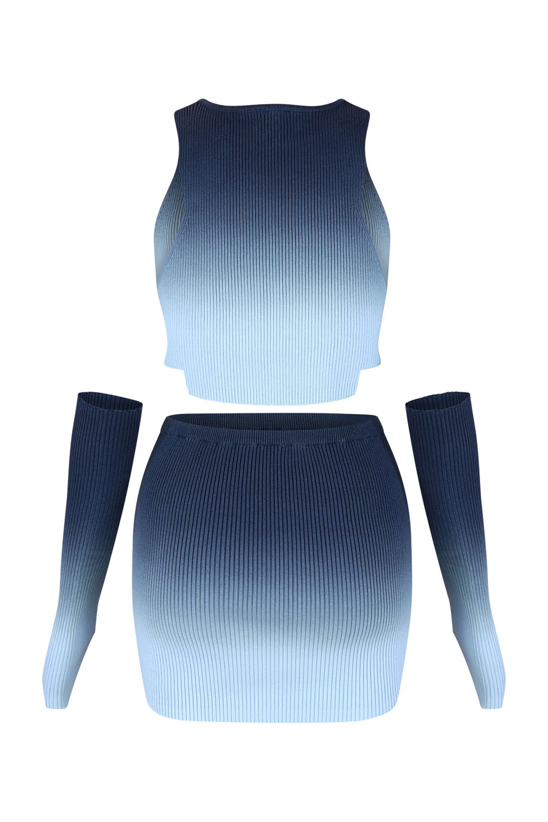One More Chance Ombre Dye Knit Skirt SET With Arm Warmers matching sets EDGE 