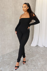 Play Hard Off Shoulder Knit Jumpsuit Rompers + Jumpsuits EDGE 