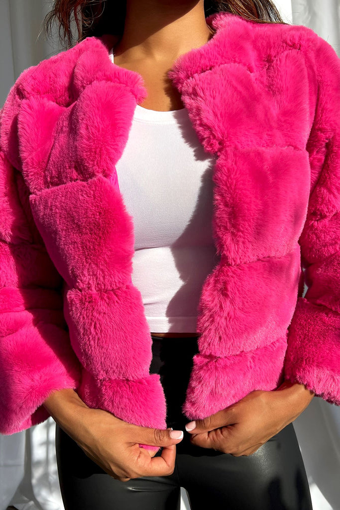 Park Avenue Soft Faux Fur Coat - Pink - EDGEbyKS