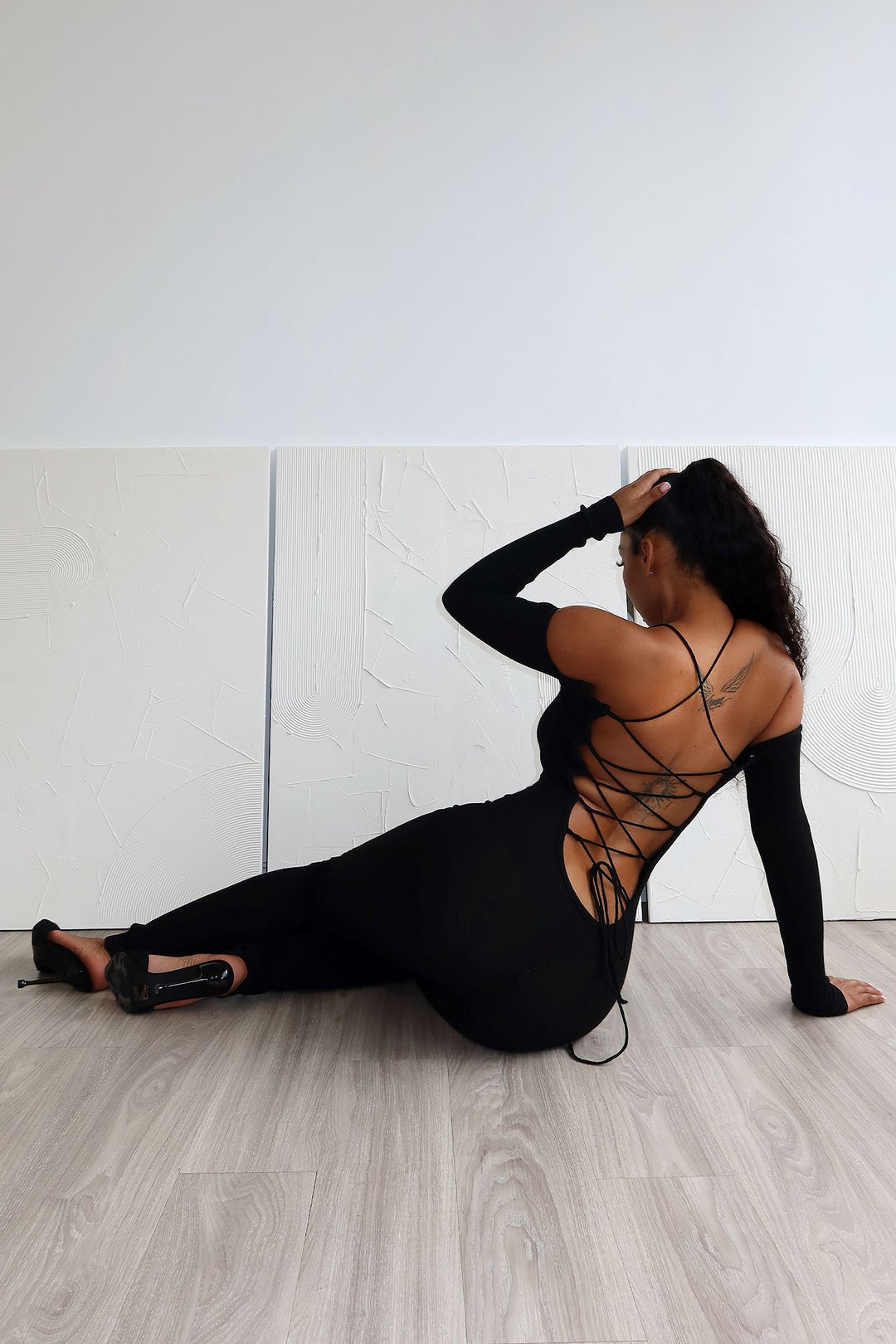 Play Hard Off Shoulder Knit Jumpsuit Rompers + Jumpsuits EDGE Small Black 