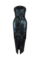 Troubled Faux Leather Tube Dress Dresses EDGE Small Black 