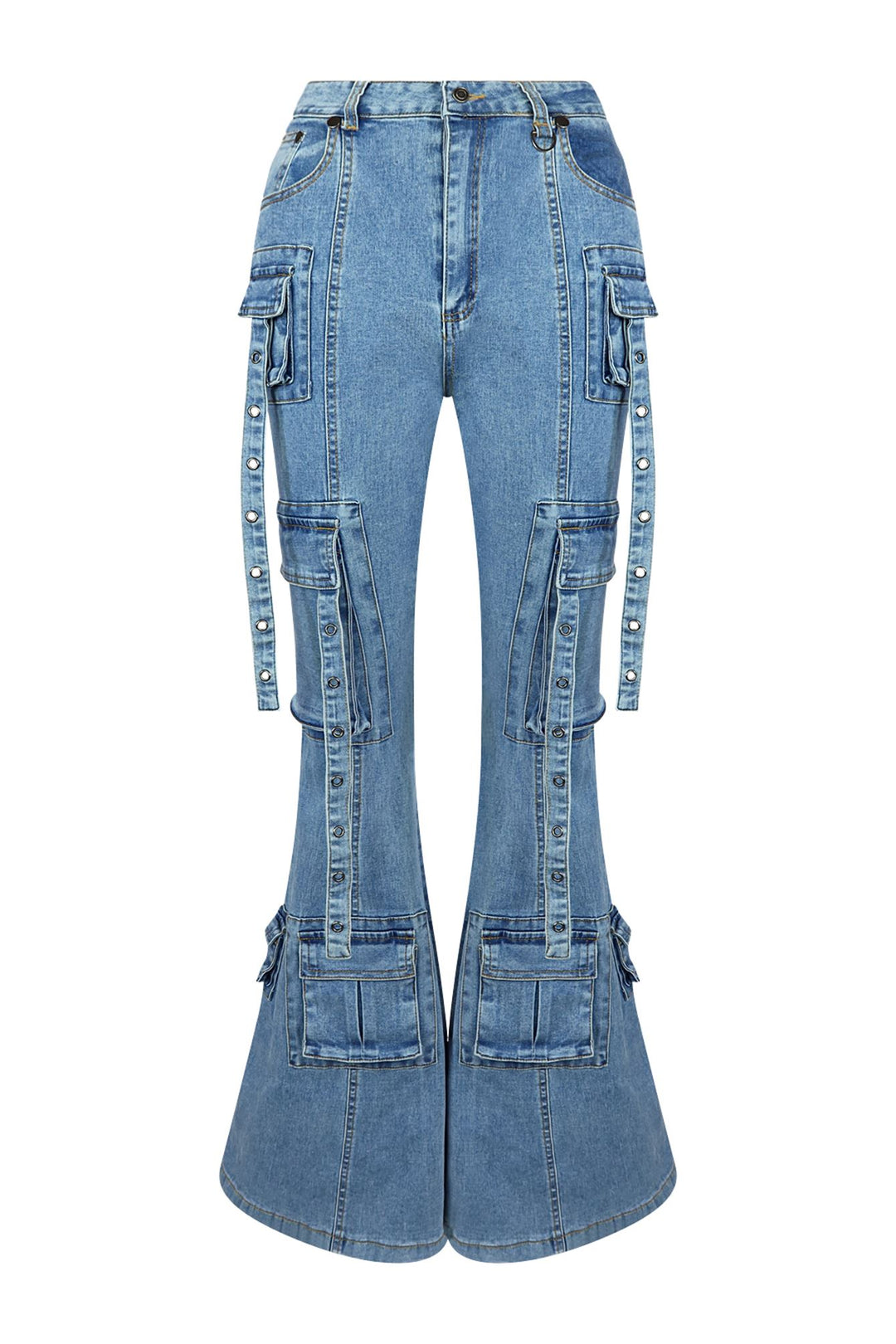 Attention Bell Bottom Pockets Detail Jeans jeans EDGE Small Medium Wash 
