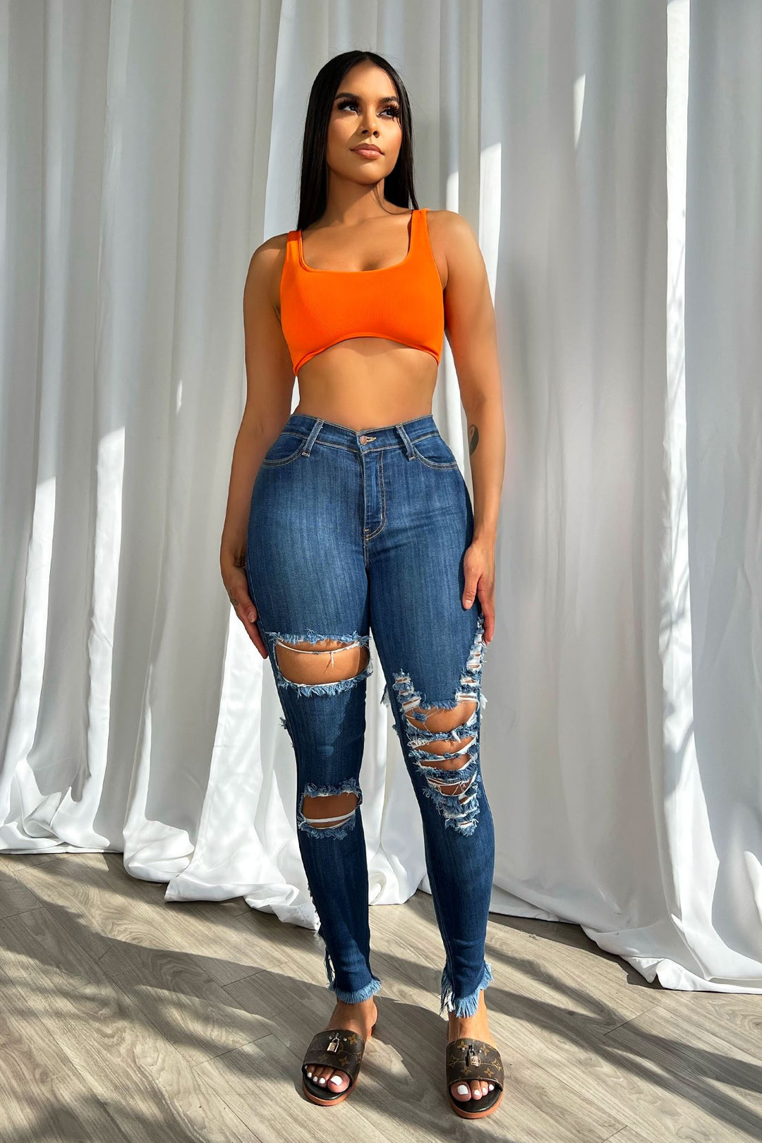Muse Front And Back Distressed Skinny Jeans Bottoms KNOWSTYLE 