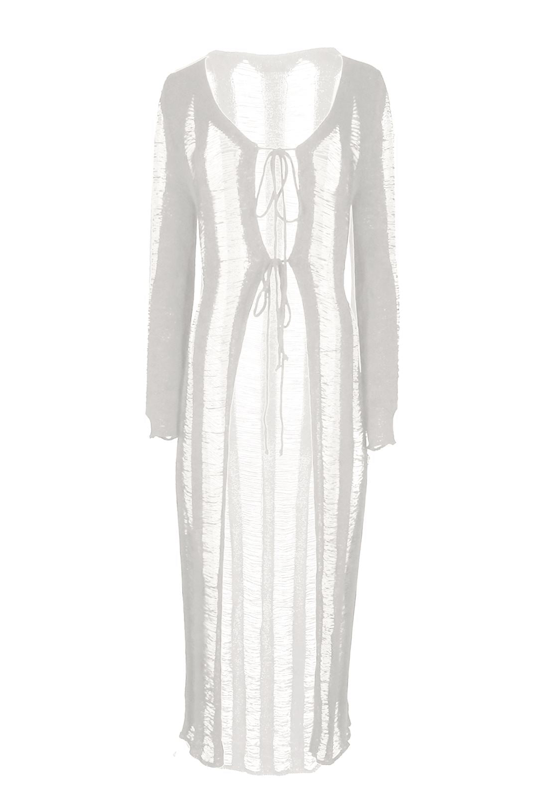 Private Island Distressed Maxi Cardigan Cover Up - Oatmeal - EDGEbyKS